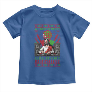 Funny Christmas Party DJ Jesus Toddler T Shirt We Gonna Party Like It's My Birthday TS09 Royal Blue Print Your Wear