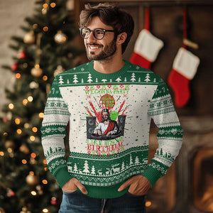 Funny Christmas Party DJ Jesus Ugly Christmas Sweater We Gonna Party Like It's My Birthday TS09 Green Print Your Wear