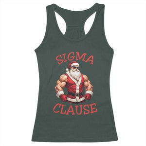 Funny Xmas Sigma Claus Racerback Tank Top TS09 Dark Forest Green Print Your Wear