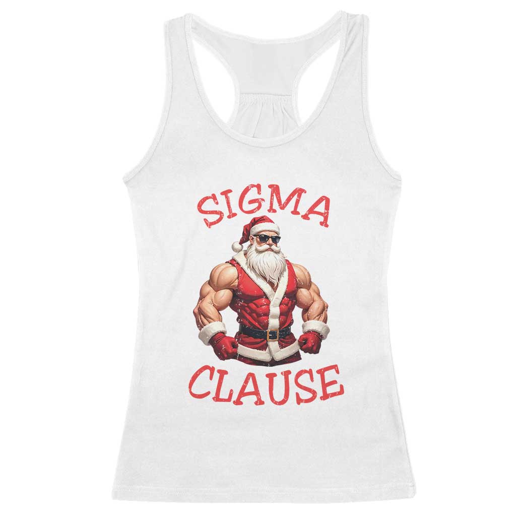 Funny Xmas Sigma Claus Racerback Tank Top TS09 White Print Your Wear