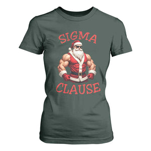 Funny Xmas Sigma Claus T Shirt For Women TS09 Dark Forest Green Print Your Wear