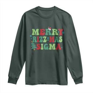 Merry Rizz Mas Sigmas Long Sleeve Shirt TS09 Dark Forest Green Print Your Wear