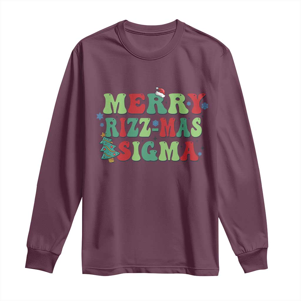 Merry Rizz Mas Sigmas Long Sleeve Shirt TS09 Maroon Print Your Wear