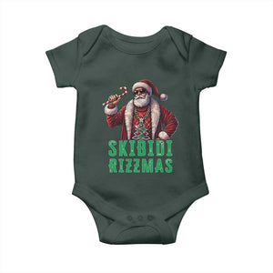 Funny Xmas Baby Onesie Skibidi Rizzmas Cool Santa Gangsta TS09 Dark Forest Green Print Your Wear