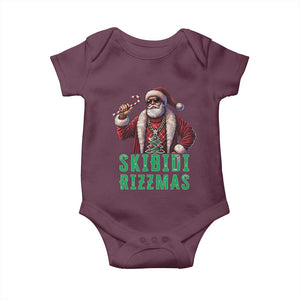 Funny Xmas Baby Onesie Skibidi Rizzmas Cool Santa Gangsta TS09 Maroon Print Your Wear