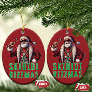 Funny Xmas Christmas Ornament Skibidi Rizzmas Cool Santa Gangsta TS09 Oval Red Print Your Wear