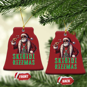 Funny Xmas Christmas Ornament Skibidi Rizzmas Cool Santa Gangsta TS09 Bell Flake Red Print Your Wear