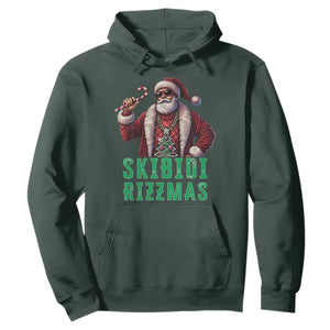 Funny Xmas Hoodie Skibidi Rizzmas Cool Santa Gangsta TS09 Dark Forest Green Print Your Wear