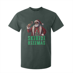 Funny Xmas T Shirt For Kid Skibidi Rizzmas Cool Santa Gangsta TS09 Dark Forest Green Print Your Wear