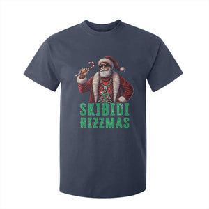 Funny Xmas T Shirt For Kid Skibidi Rizzmas Cool Santa Gangsta TS09 Navy Print Your Wear