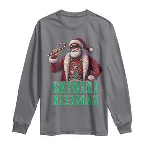 Funny Xmas Long Sleeve Shirt Skibidi Rizzmas Cool Santa Gangsta TS09 Charcoal Print Your Wear