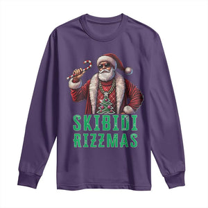 Funny Xmas Long Sleeve Shirt Skibidi Rizzmas Cool Santa Gangsta TS09 Purple Print Your Wear