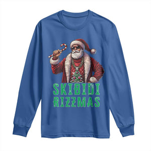 Funny Xmas Long Sleeve Shirt Skibidi Rizzmas Cool Santa Gangsta TS09 Royal Blue Print Your Wear