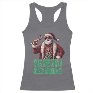 Funny Xmas Racerback Tank Top Skibidi Rizzmas Cool Santa Gangsta TS09 Charcoal Print Your Wear