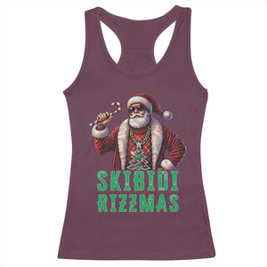 Funny Xmas Racerback Tank Top Skibidi Rizzmas Cool Santa Gangsta TS09 Maroon Print Your Wear