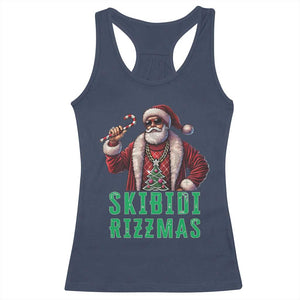 Funny Xmas Racerback Tank Top Skibidi Rizzmas Cool Santa Gangsta TS09 Navy Print Your Wear