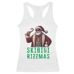 Funny Xmas Racerback Tank Top Skibidi Rizzmas Cool Santa Gangsta TS09 White Print Your Wear