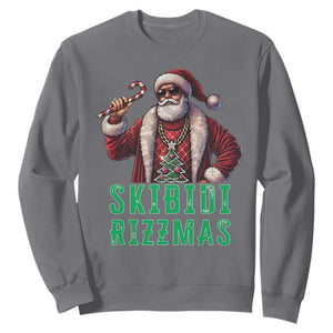 Funny Xmas Sweatshirt Skibidi Rizzmas Cool Santa Gangsta TS09 Charcoal Print Your Wear