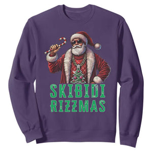 Funny Xmas Sweatshirt Skibidi Rizzmas Cool Santa Gangsta TS09 Purple Print Your Wear