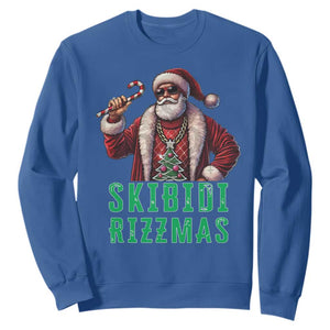 Funny Xmas Sweatshirt Skibidi Rizzmas Cool Santa Gangsta TS09 Royal Blue Print Your Wear