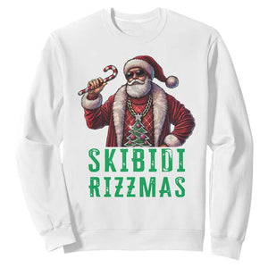 Funny Xmas Sweatshirt Skibidi Rizzmas Cool Santa Gangsta TS09 White Print Your Wear