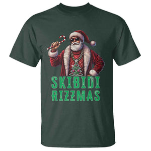 Funny Xmas T Shirt Skibidi Rizzmas Cool Santa Gangsta TS09 Dark Forest Green Print Your Wear