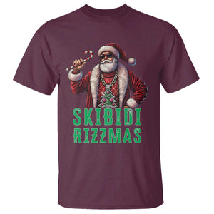 Funny Xmas T Shirt Skibidi Rizzmas Cool Santa Gangsta TS09 Maroon Print Your Wear