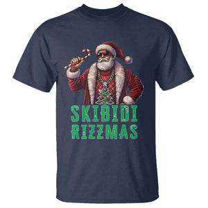 Funny Xmas T Shirt Skibidi Rizzmas Cool Santa Gangsta TS09 Navy Print Your Wear