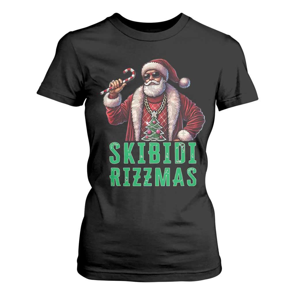 Funny Xmas T Shirt For Women Skibidi Rizzmas Cool Santa Gangsta TS09 Black Print Your Wear