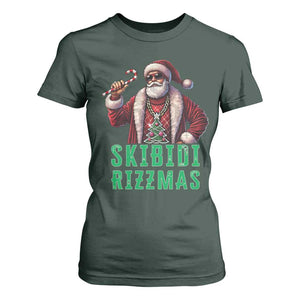 Funny Xmas T Shirt For Women Skibidi Rizzmas Cool Santa Gangsta TS09 Dark Forest Green Print Your Wear