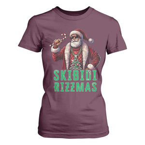 Funny Xmas T Shirt For Women Skibidi Rizzmas Cool Santa Gangsta TS09 Maroon Print Your Wear