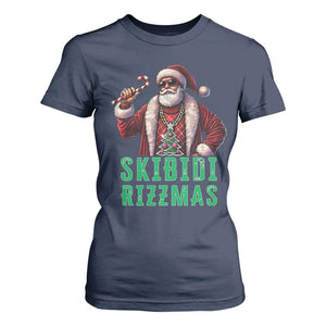 Funny Xmas T Shirt For Women Skibidi Rizzmas Cool Santa Gangsta TS09 Navy Print Your Wear