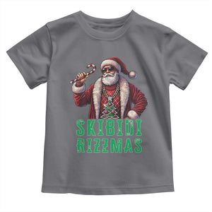 Funny Xmas Toddler T Shirt Skibidi Rizzmas Cool Santa Gangsta TS09 Charcoal Print Your Wear