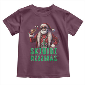 Funny Xmas Toddler T Shirt Skibidi Rizzmas Cool Santa Gangsta TS09 Maroon Print Your Wear