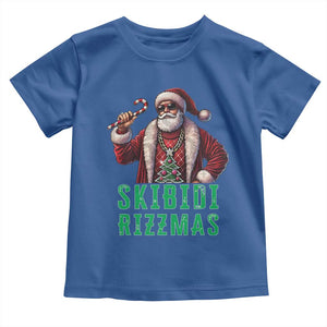 Funny Xmas Toddler T Shirt Skibidi Rizzmas Cool Santa Gangsta TS09 Royal Blue Print Your Wear