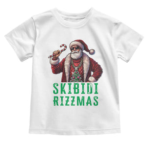 Funny Xmas Toddler T Shirt Skibidi Rizzmas Cool Santa Gangsta TS09 White Print Your Wear