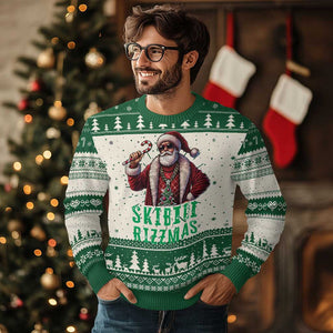 Funny Xmas Ugly Christmas Sweater Skibidi Rizzmas Cool Santa Gangsta TS09 Green Print Your Wear