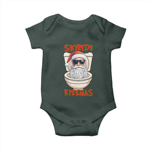 Funny Skibidi Rizzmas Santa Toilet Meme Baby Onesie TS09 Dark Forest Green Print Your Wear