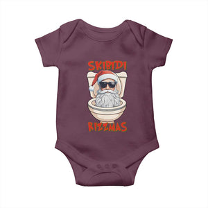 Funny Skibidi Rizzmas Santa Toilet Meme Baby Onesie TS09 Maroon Print Your Wear