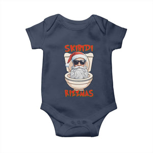 Funny Skibidi Rizzmas Santa Toilet Meme Baby Onesie TS09 Navy Print Your Wear