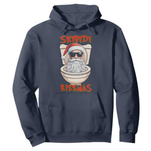 Funny Skibidi Rizzmas Santa Toilet Meme Hoodie TS09 Navy Print Your Wear