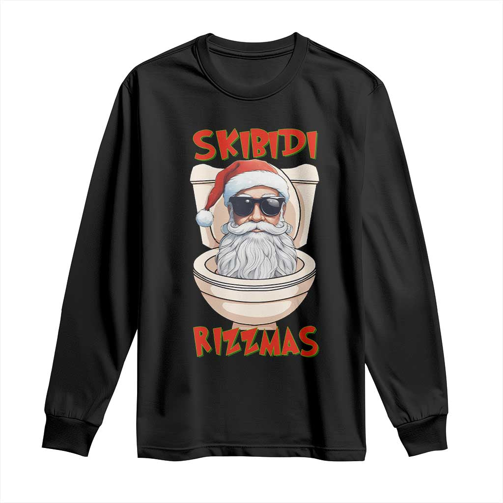 Funny Skibidi Rizzmas Santa Toilet Meme Long Sleeve Shirt TS09 Black Print Your Wear