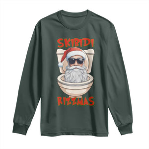 Funny Skibidi Rizzmas Santa Toilet Meme Long Sleeve Shirt TS09 Dark Forest Green Print Your Wear