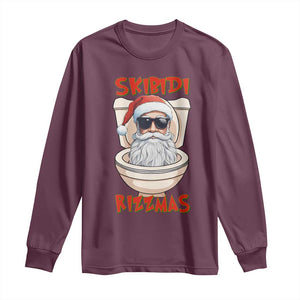 Funny Skibidi Rizzmas Santa Toilet Meme Long Sleeve Shirt TS09 Maroon Print Your Wear