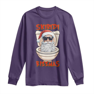 Funny Skibidi Rizzmas Santa Toilet Meme Long Sleeve Shirt TS09 Purple Print Your Wear