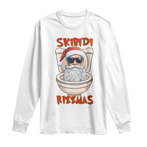 Funny Skibidi Rizzmas Santa Toilet Meme Long Sleeve Shirt TS09 White Print Your Wear