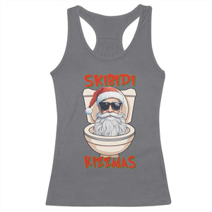 Funny Skibidi Rizzmas Santa Toilet Meme Racerback Tank Top TS09 Charcoal Print Your Wear