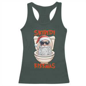 Funny Skibidi Rizzmas Santa Toilet Meme Racerback Tank Top TS09 Dark Forest Green Print Your Wear