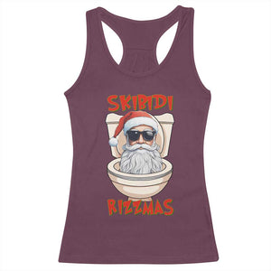 Funny Skibidi Rizzmas Santa Toilet Meme Racerback Tank Top TS09 Maroon Print Your Wear