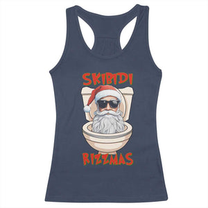 Funny Skibidi Rizzmas Santa Toilet Meme Racerback Tank Top TS09 Navy Print Your Wear